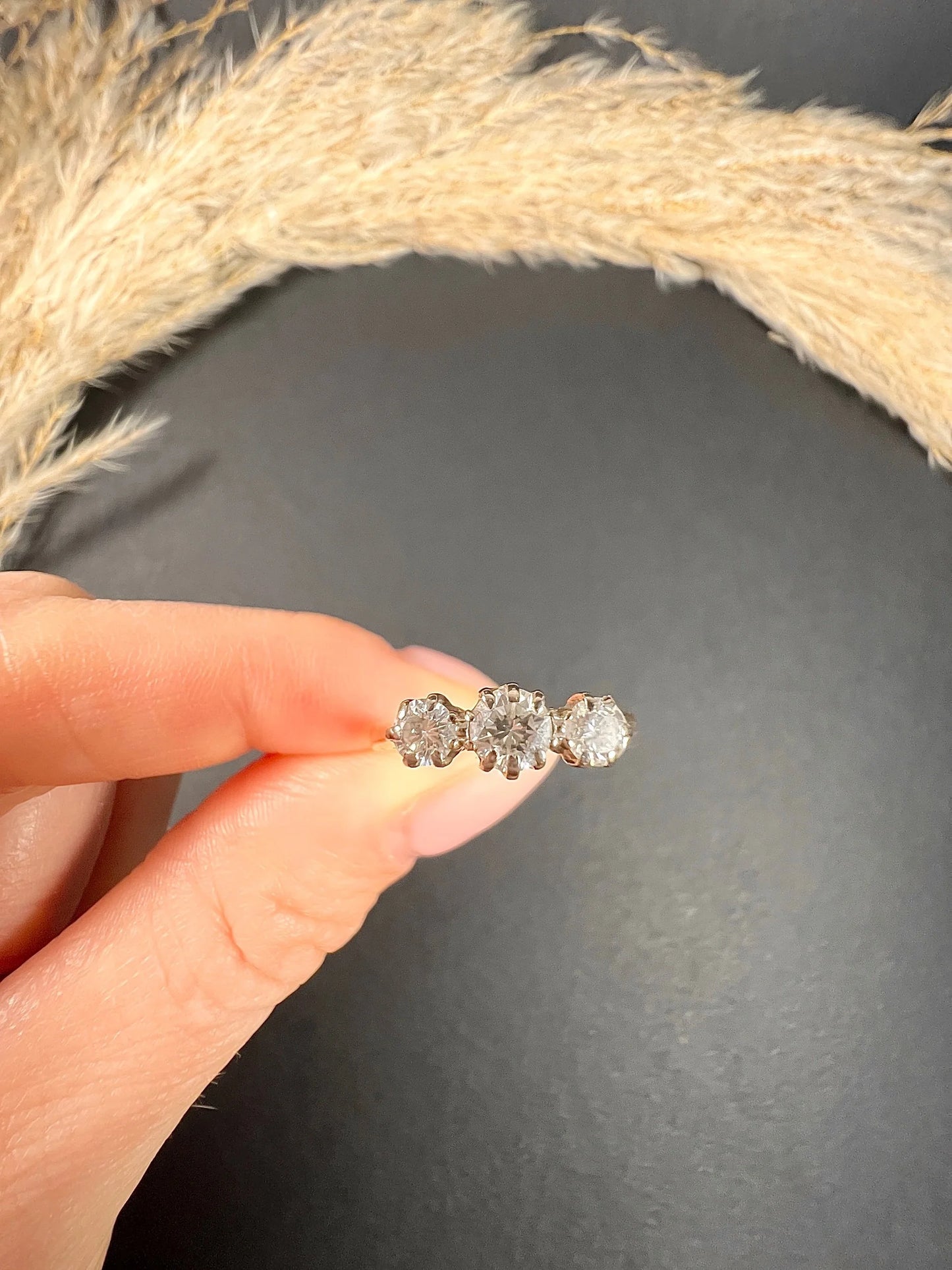 Preloved 18 ct Yellow Gold, 3 Stone Diamond Engagement Ring