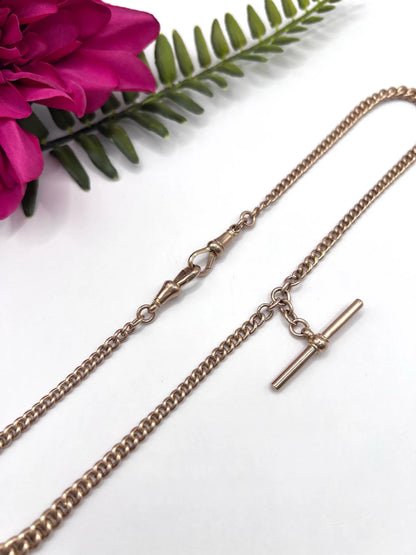 Antique 9 ct Gold Albert Chain: Edwardian Double-Graduated Watch Chain Necklace