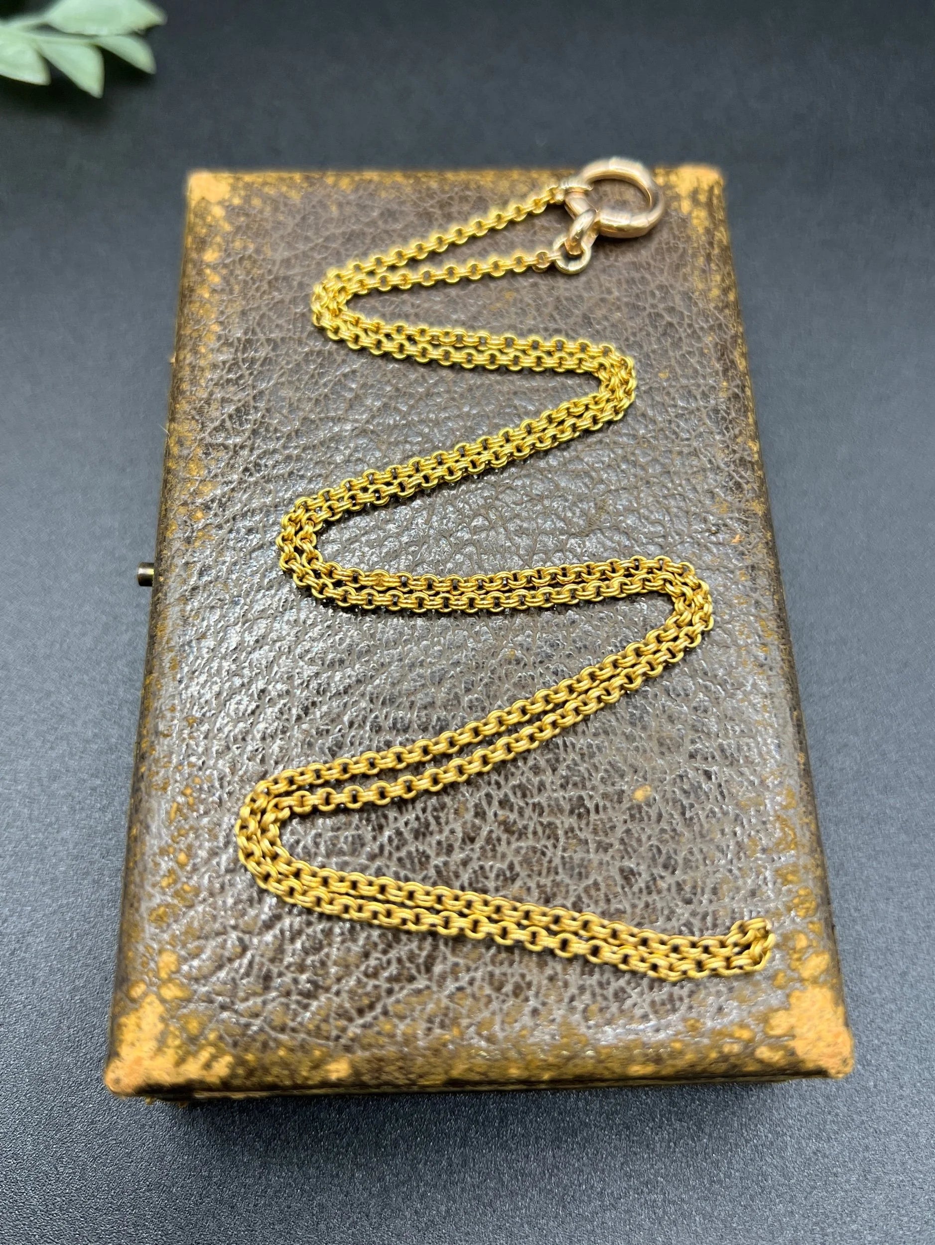 A yellow gold rolo link chain necklace