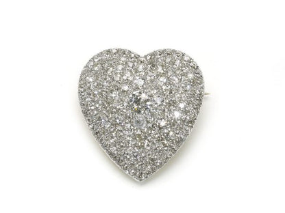 Antique Art Deco Diamond Heart Pendant Brooch