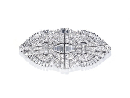 Antique Art Deco Diamond Double Clip Brooch