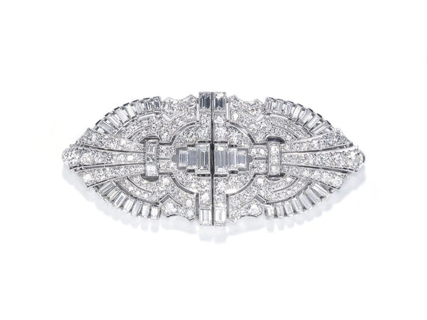 Antique Art Deco Diamond Double Clip Brooch