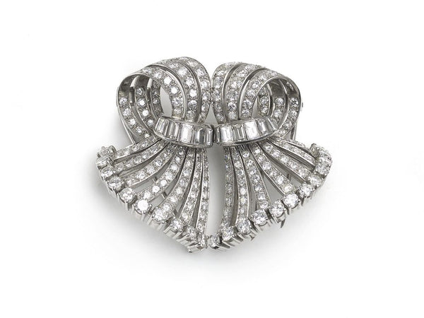 Vintage Diamond Double Clip Brooch