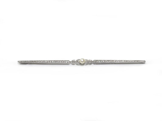 Antique Edwardian Natural Pearl Diamond Platinum Brooch