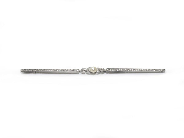Antique Edwardian Natural Pearl Diamond Platinum Brooch