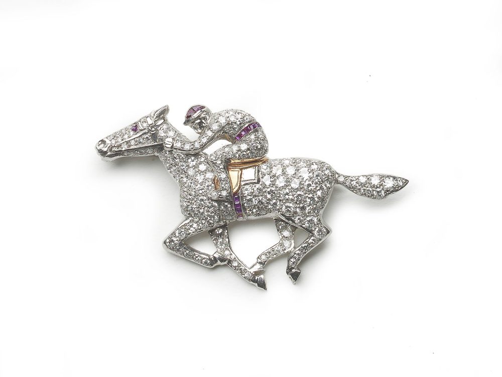 Vintage Horse and Jockey Brooch