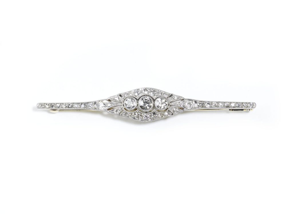 Antique Art Deco Diamond Bar Brooch