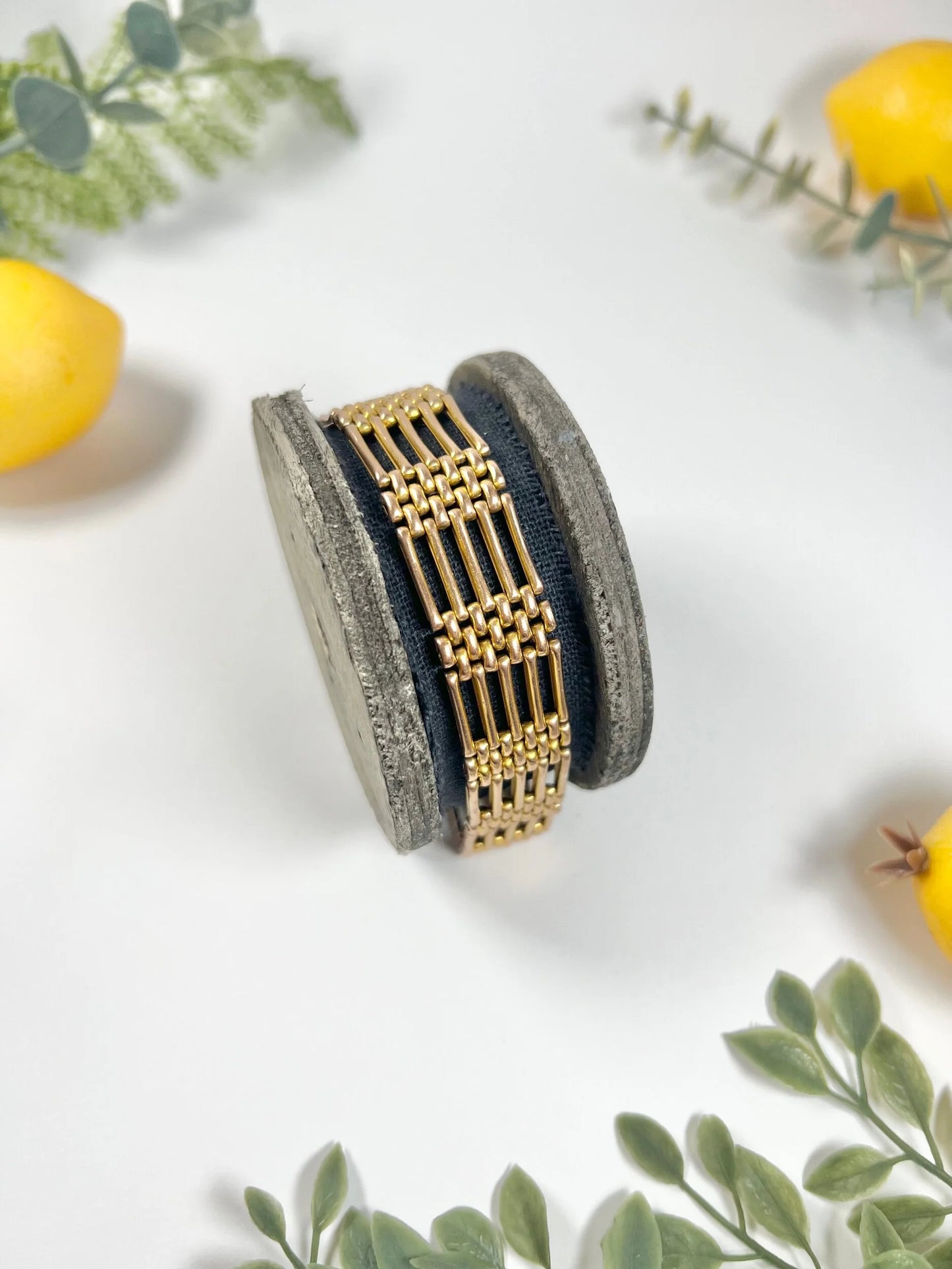 Antique 9 Carat Gold Edwardian Five Row Gate Bracelet