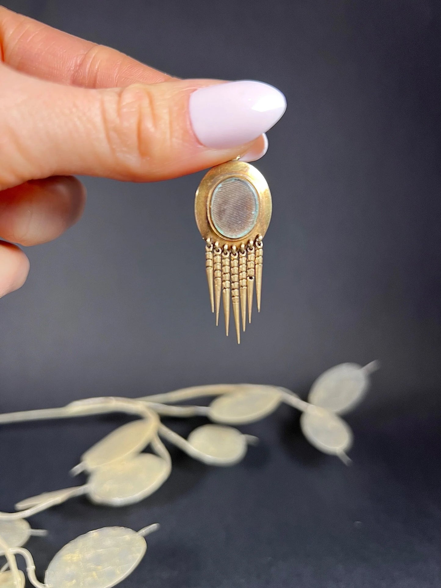 Antique 15ct Gold, Victorian Foil Backed Crystal Tassel Pendant