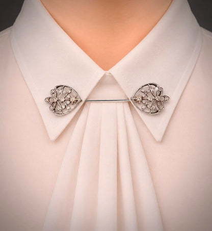 Antique 18ct White Gold, Edwardian Diamond Jabot Pin