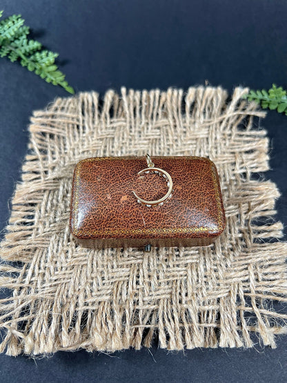 Antique 18ct Yellow Gold, Edwardian Diamond & Pearl Crescent Moon Pendant