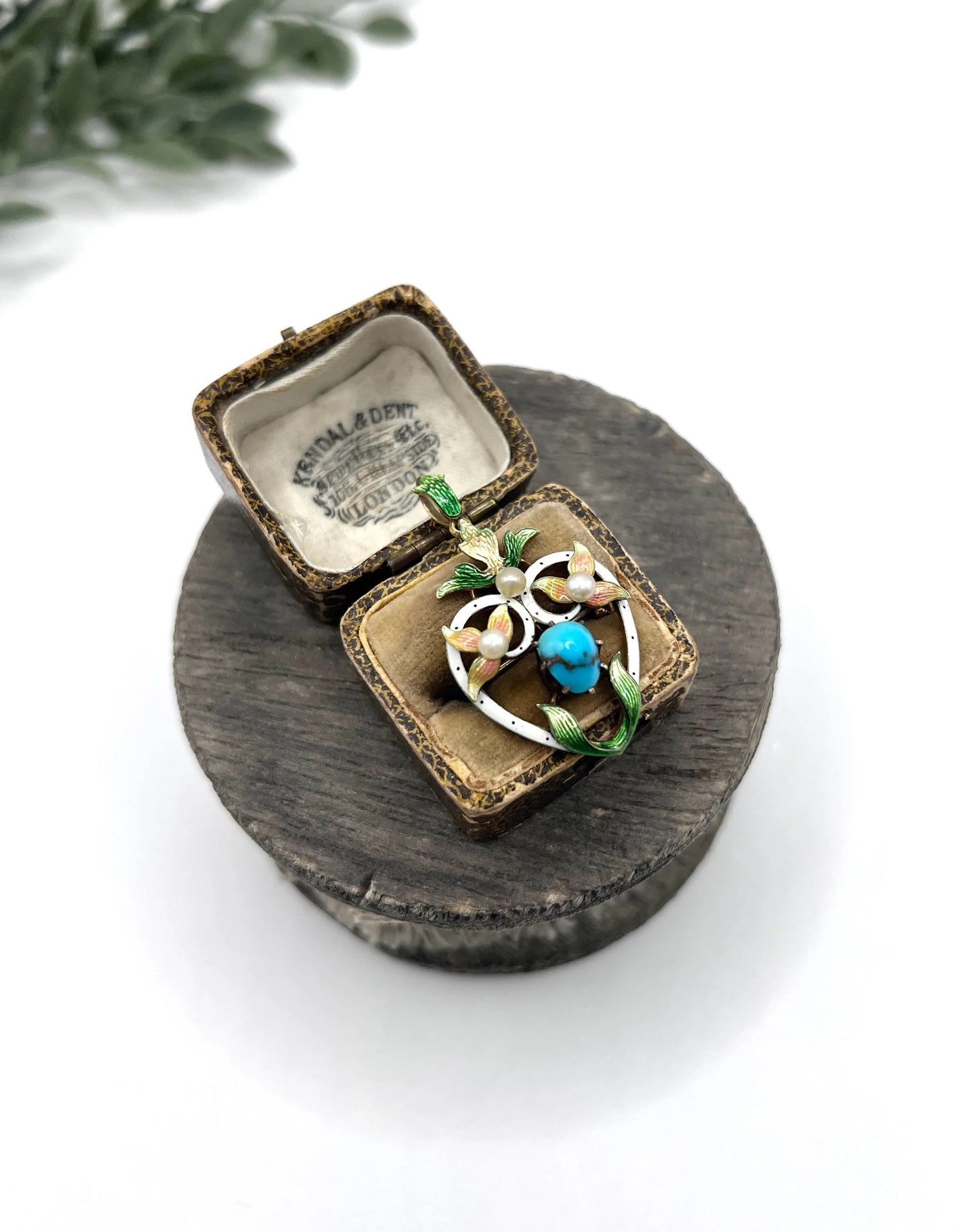 Antique 15ct Gold Heart Pendant/Brooch: Victorian Enamel, Turquoise, Seed Pearls