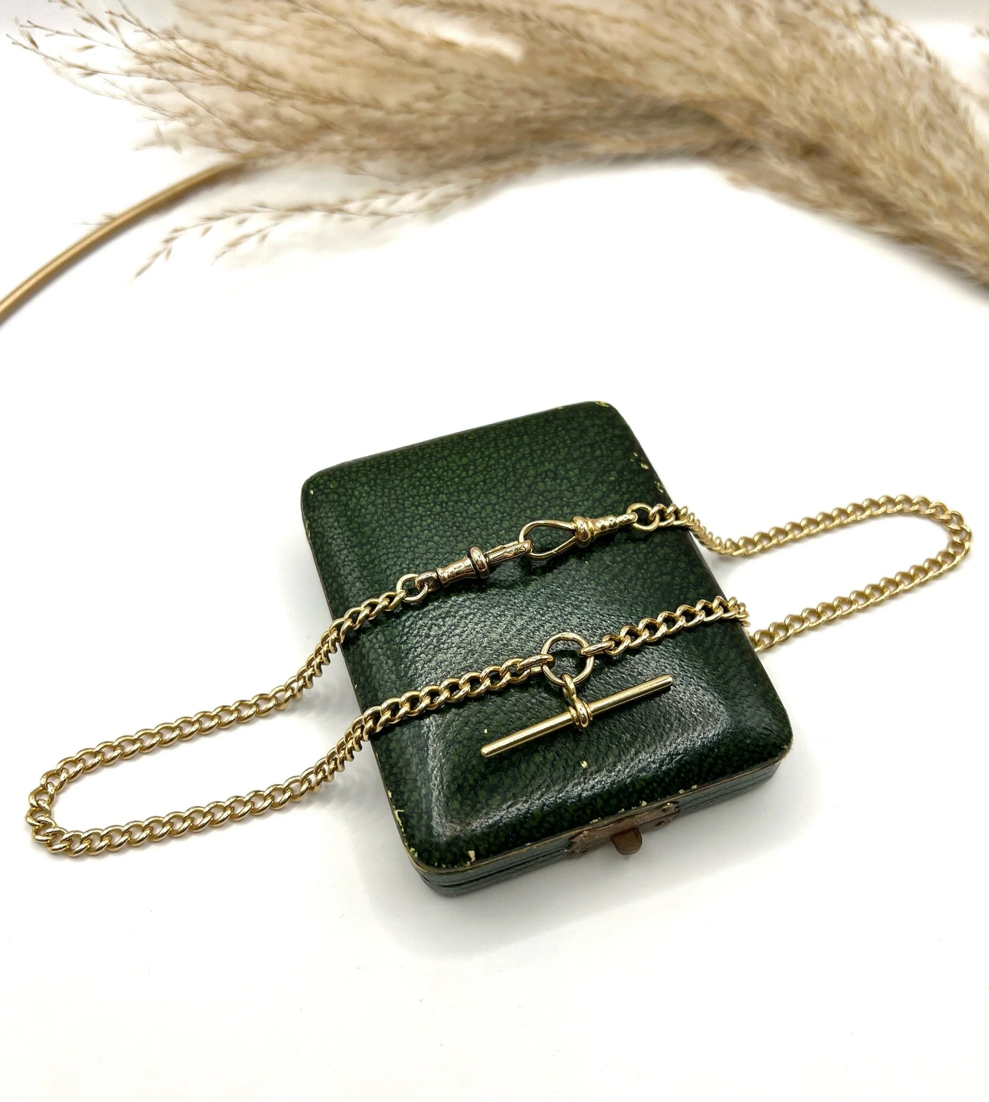 Antique 18 Carat Yellow Gold Albert Chain Necklace: Edwardian Curb Link