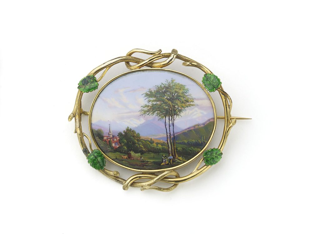 Antique Swiss Enamel Brooch