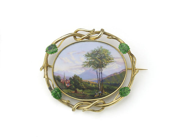 Antique Swiss Enamel Brooch