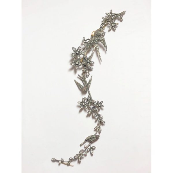 BIRD & FLOWER DIAMOND BROOCH