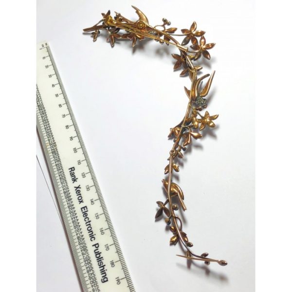 BIRD & FLOWER DIAMOND BROOCH