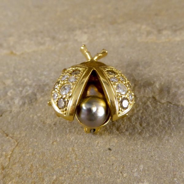 Diamond & Pearl Set Lady Bird Brooch