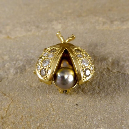 Diamond & Pearl Set Lady Bird Brooch