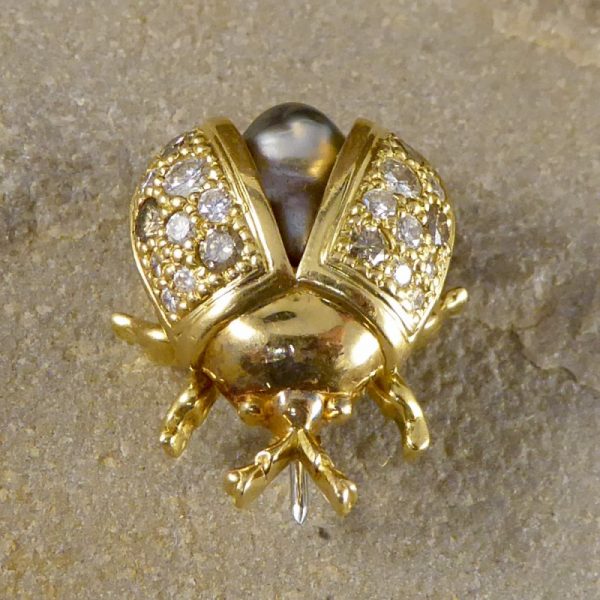Diamond & Pearl Set Lady Bird Brooch