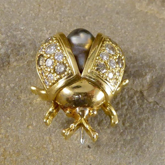 Diamond & Pearl Set Lady Bird Brooch