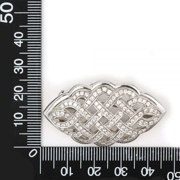 2.5ct Diamond Celtic Love Knot Brooch in 18ct White Gold