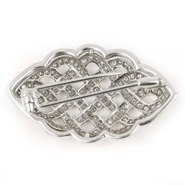 2.5ct Diamond Celtic Love Knot Brooch in 18ct White Gold