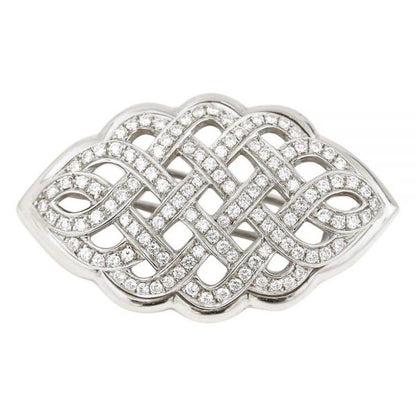 2.5ct Diamond Celtic Love Knot Brooch in 18ct White Gold