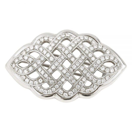 2.5ct Diamond Celtic Love Knot Brooch in 18ct White Gold