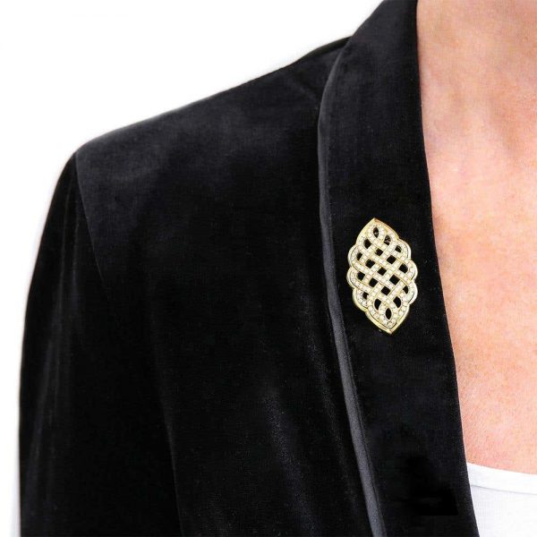 2.5ct Diamond Celtic Love Knot Brooch in 18ct Yellow Gold