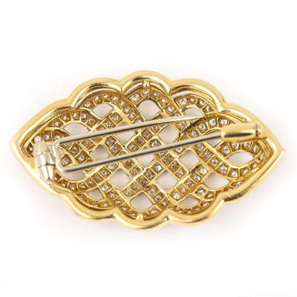 2.5ct Diamond Celtic Love Knot Brooch in 18ct Yellow Gold