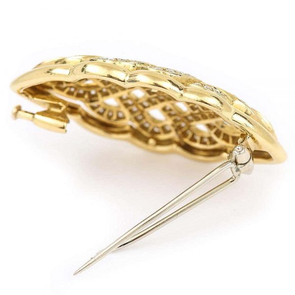 2.5ct Diamond Celtic Love Knot Brooch in 18ct Yellow Gold