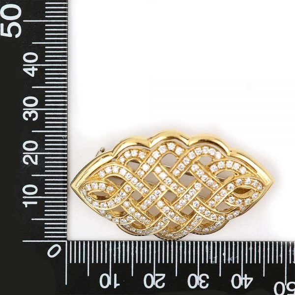 2.5ct Diamond Celtic Love Knot Brooch in 18ct Yellow Gold