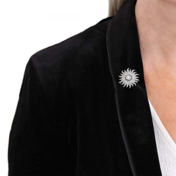 Antique Victorian 1.40 Carat Diamond Sunburst Star Brooch Pendant, Circa 1890