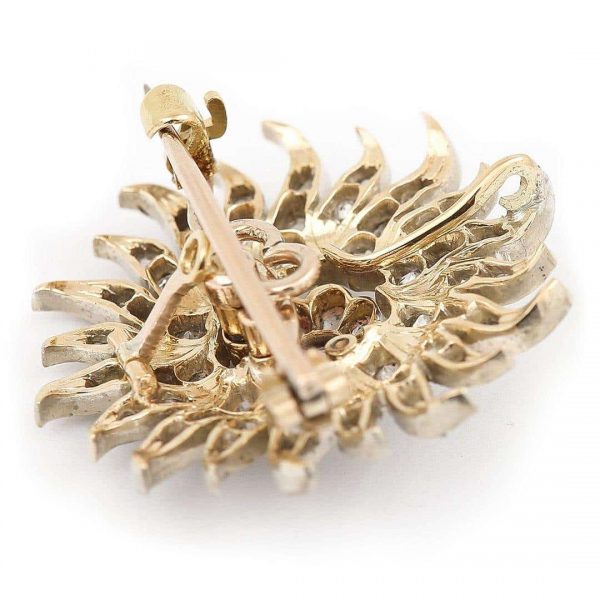 Antique Victorian 1.40 Carat Diamond Sunburst Star Brooch Pendant, Circa 1890