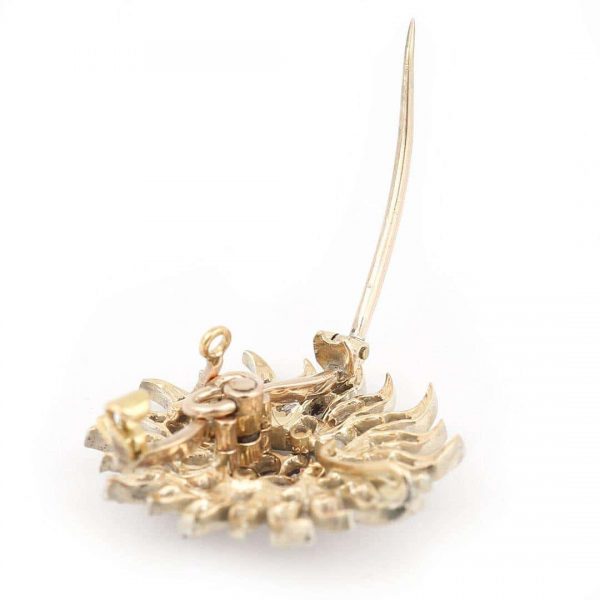 Antique Victorian 1.40 Carat Diamond Sunburst Star Brooch Pendant, Circa 1890