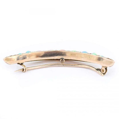 Antique Victorian Opal and Diamond Crescent Brooch Circa 1890