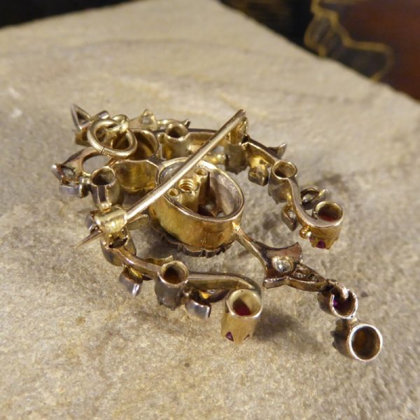 Antique Victorian 2.20ct Ruby and Diamond Brooch