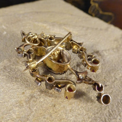 Antique Victorian 2.20ct Ruby and Diamond Brooch