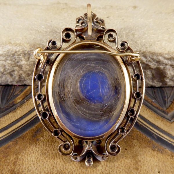 Antique Victorian Lapis Lazuli and Pearl Brooch