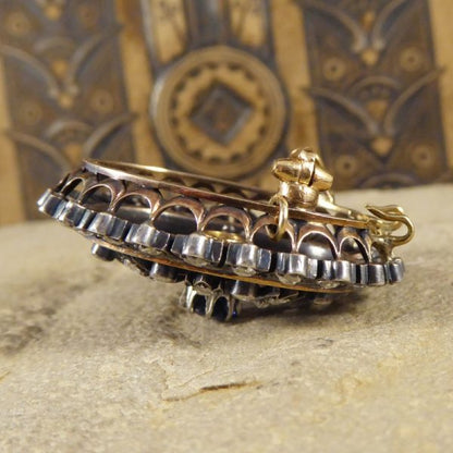 Antique Victorian Sapphire and Diamond Cluster Brooch in Silver and Gold