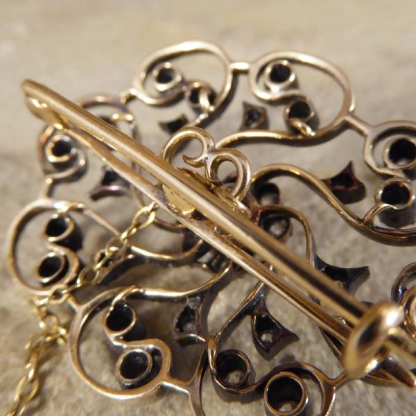 Antique Victorian 1.10ct Diamond Flower Cluster Brooch