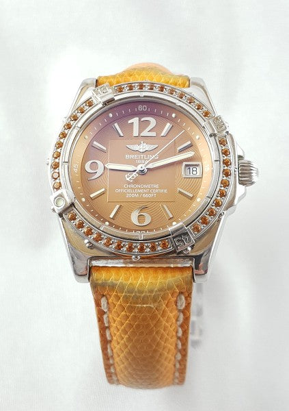 BREITLING A77348 Ladies Watch 35mm Quartz Orange Sapphire Bezel