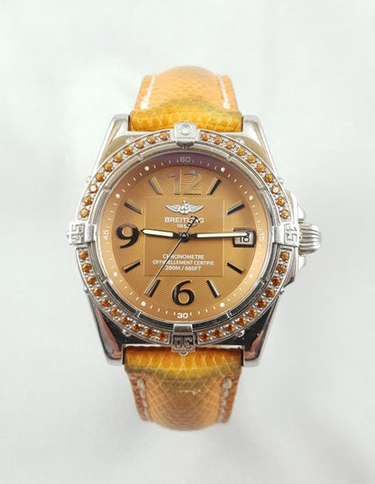 BREITLING A77348 Ladies Watch 35mm Quartz Orange Sapphire Bezel