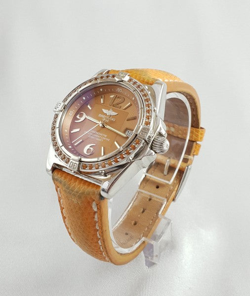 BREITLING A77348 Ladies Watch 35mm Quartz Orange Sapphire Bezel
