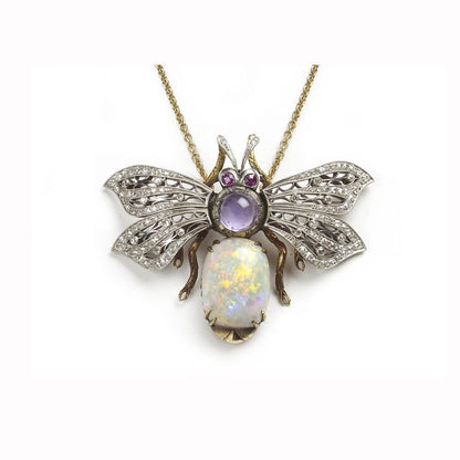 Opal and gem set bee pendant