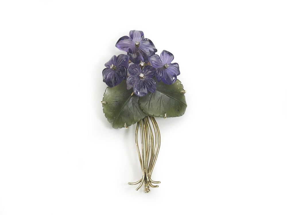 Vintage Austrian Violet Flower Brooch