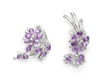 Vintage Pink Sapphire & Diamond Spray Brooch