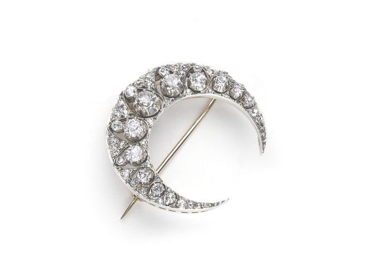 Victorian Diamond Crescent Brooch