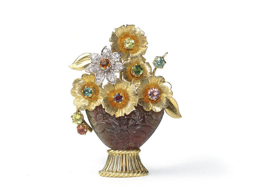 Vintage Austrian Tourmaline Jardinière Brooch